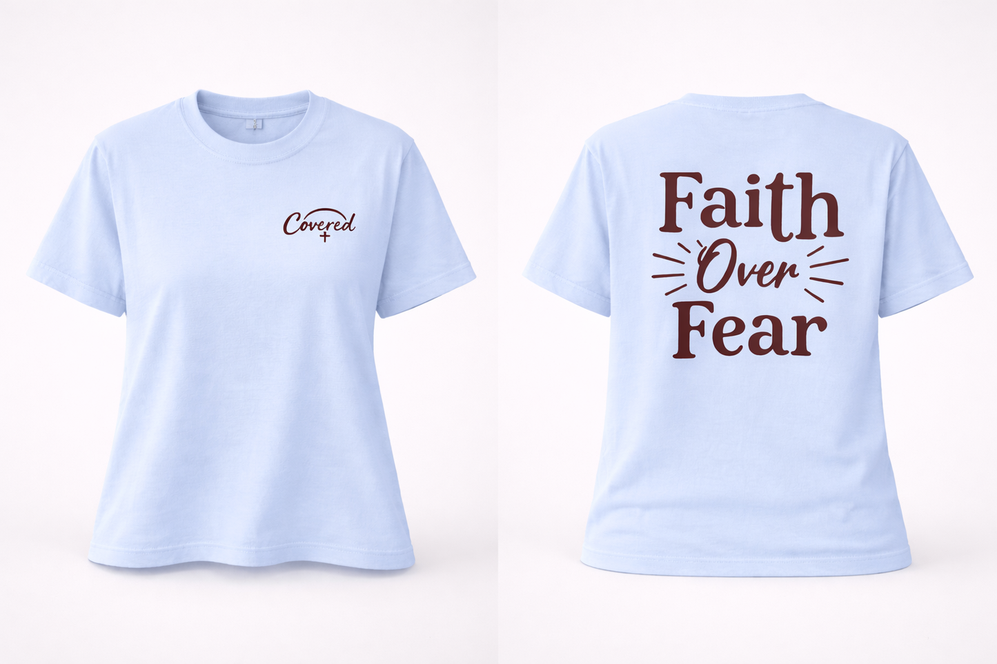 The Faith Over Fear Tee – Sky Blue (women)